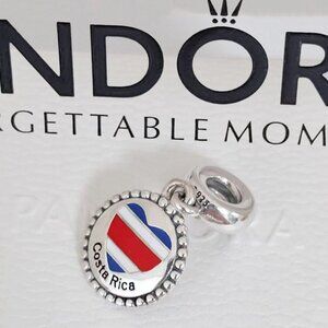 Pandora Costa Rica Heart Flag Dangle Charm with box